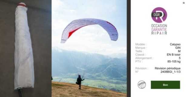 Parapente occasion avec l'Occasion Garantie RIPAIR