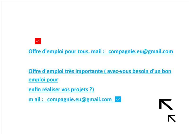 Offre d'emploi pour tous. mail :   compagnie.eu@gmail.com